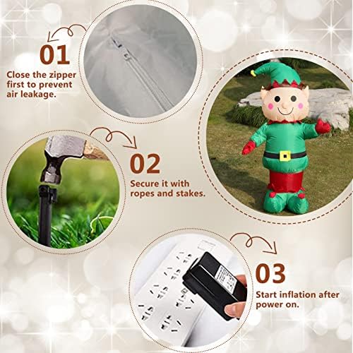 5FT H Christmas Inflatable Christmas Elf Boy with Build-in LED Lights, Blow up Christmas Inflatable Outdoor Indoor Decorations Large Party Yard Decoration