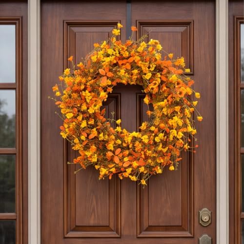 24 Inch Fall Wreaths for Front Door Boho Fall Wreath Rustic Autumn Wreath