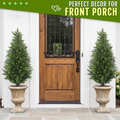 Chillchard 2Pack 3FT Artificial Cedar Tree, UV Resistant Fake Pine Tree