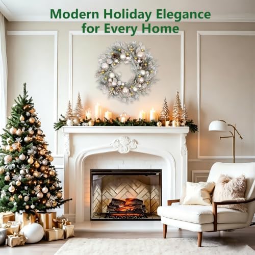 24 inch Christmas Wreath, Artifical Christmas Door Wreaths