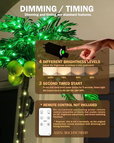 TYBEEU 5ft Lighted Palm Tree with 136 LED Lights & Glowing Coconuts