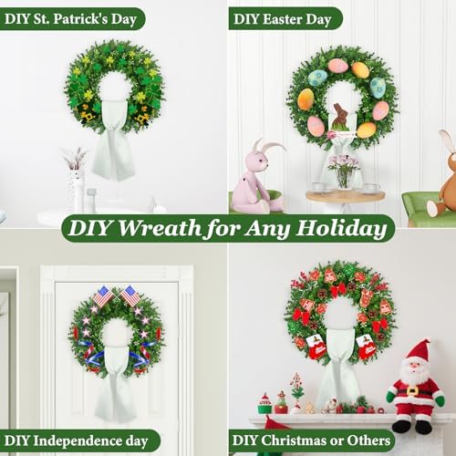 20'' Boxwood Wreaths for Front Door, Green Wreath with a Sash