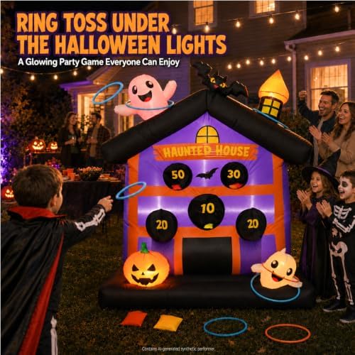 4.8 FT Halloween Inflatables Outdoor Haunted House Toss Game Yard Decor