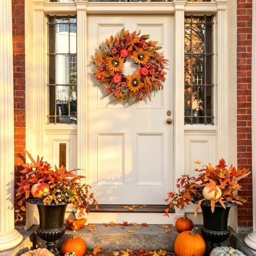 Harvest Fall Wreaths for Front Door - Farmhouse Thanksgiving Wreath Decor