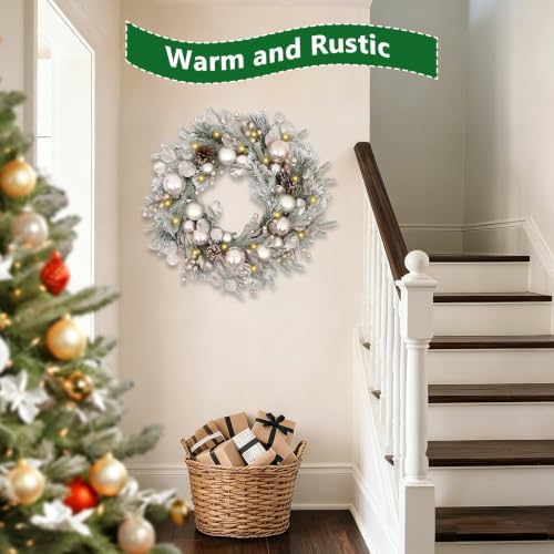 24 inch Christmas Wreath, Artifical Christmas Door Wreaths
