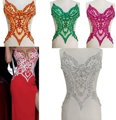 Handmade Rhinestones lace Applique sew on Beads Sequins Trim Patches Accessor...