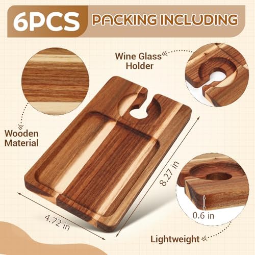 SiliFine 6 Pcs Wine Appetizer Plates with Wine Glass Holder, Rectangle