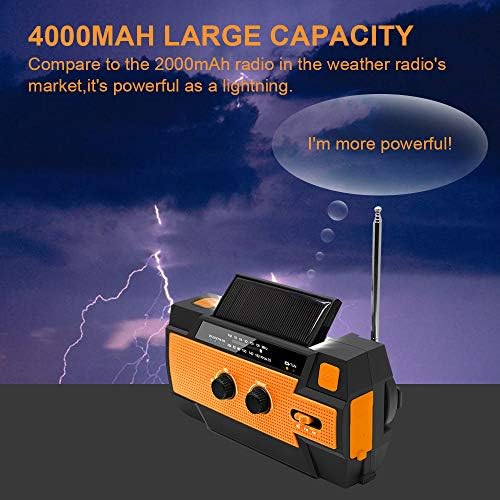 NPET Emergency Solar Hand Crank Radio, AM FM NOAA Portable with LED Light