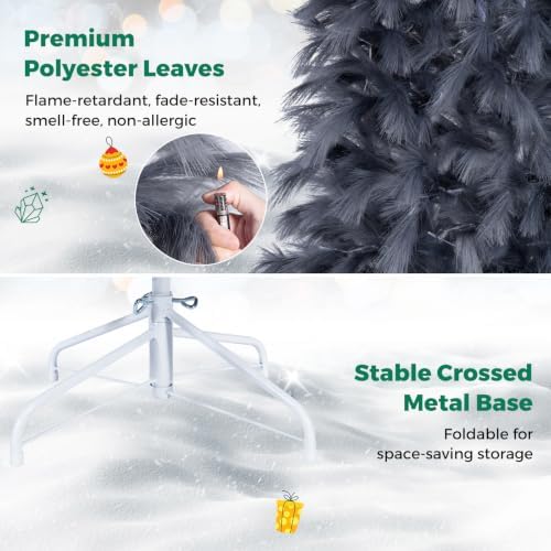 Happygrill 6 FT Pre-Lit Christmas Tree w/ 430 Feather-Inspired Branch Tips
