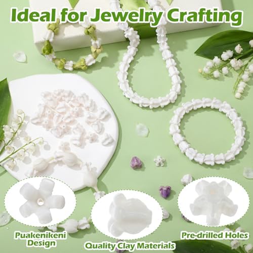 Jutom 100 Pcs White Crown Flower Beads for Hawaiian Lei Making
