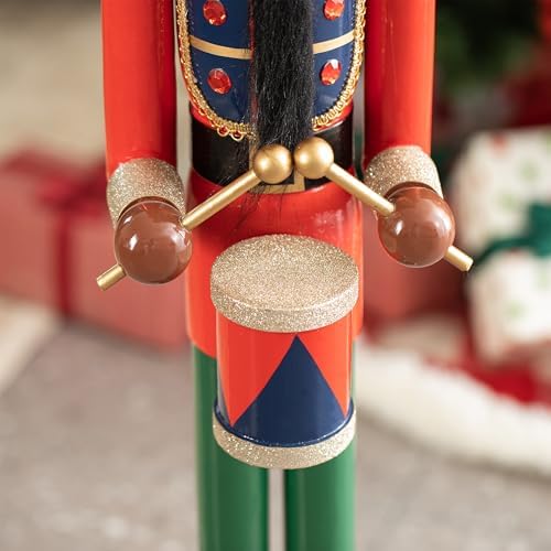 Glitzhome 42" Christmas Soldier Nutcracker-Wooden African American Soldier Nutcracker for Festive Christmas Party Indoor Winter Home Fireplace Decor
