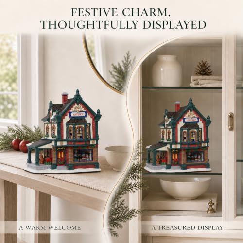 MUMTOP Ceramic Christmas Village Houses,Lighted Gift Shop Gingerbread House