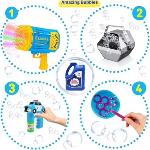 2-Pack 100 oz Concentrated Bubble Solution, Refills up to 8 Gallons, Non-Toxi...