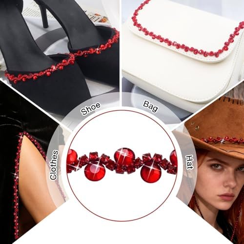 Bijou Joon 6 Yards Red Self Adhesive Rhinestone Ribbon Rhinestone Trim