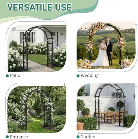 Outvita 7Ft Black Wooden Arbor Arch, Garden Trellis for Climbing Rose Vines