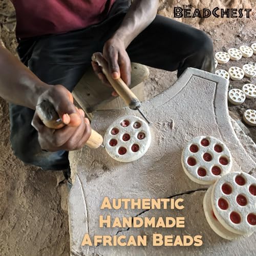 The Bead Chest White Bone Beads Saucer 21mm Kenya African Large Hole 24 Inch Strand Handmade