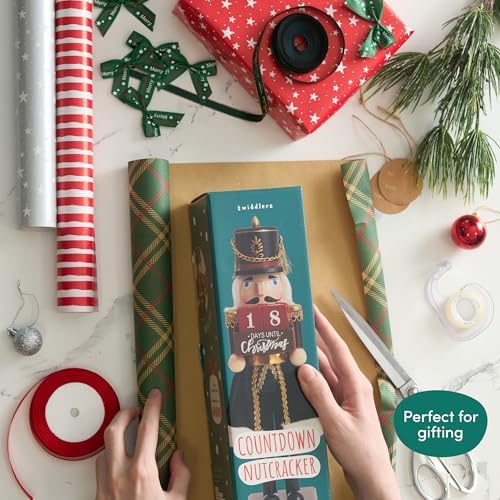 THE TWIDDLERS 12-Inch Wooden Nutcracker Christmas Decor with Days Countdown - Decorative Advent Christmas Nutcracker Figures, Nutcracker Christmas Decorations, Cascanueces de Navidad with Gift Box