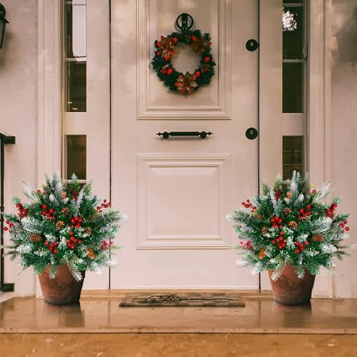 Lighted Christmas Urn Filler, 2 Pack 24 Inch Warm White LED Planter Decor