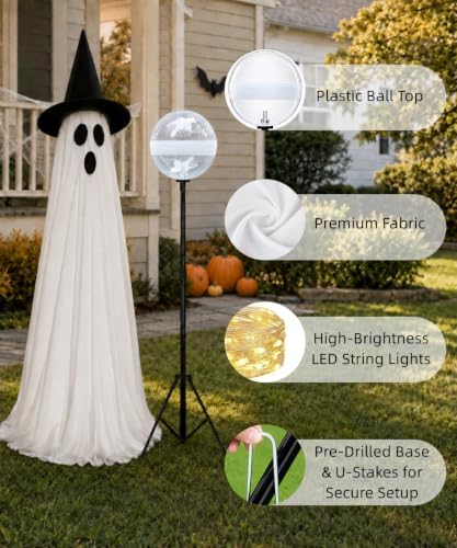 2 Pack Lighted Halloween Ghost Decorations with Remote & Timer