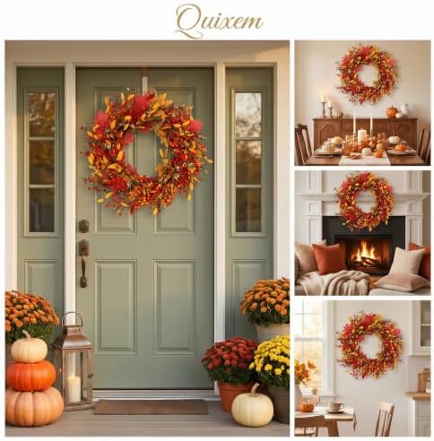 Appalachia Berry Silk Fall Door Wreath 20 Inch Harvest Front Door Decor