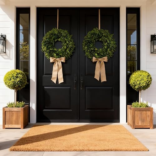 Hiptree 18 Inch Boxwood Wreath for Front Door,Greenery All Year Round