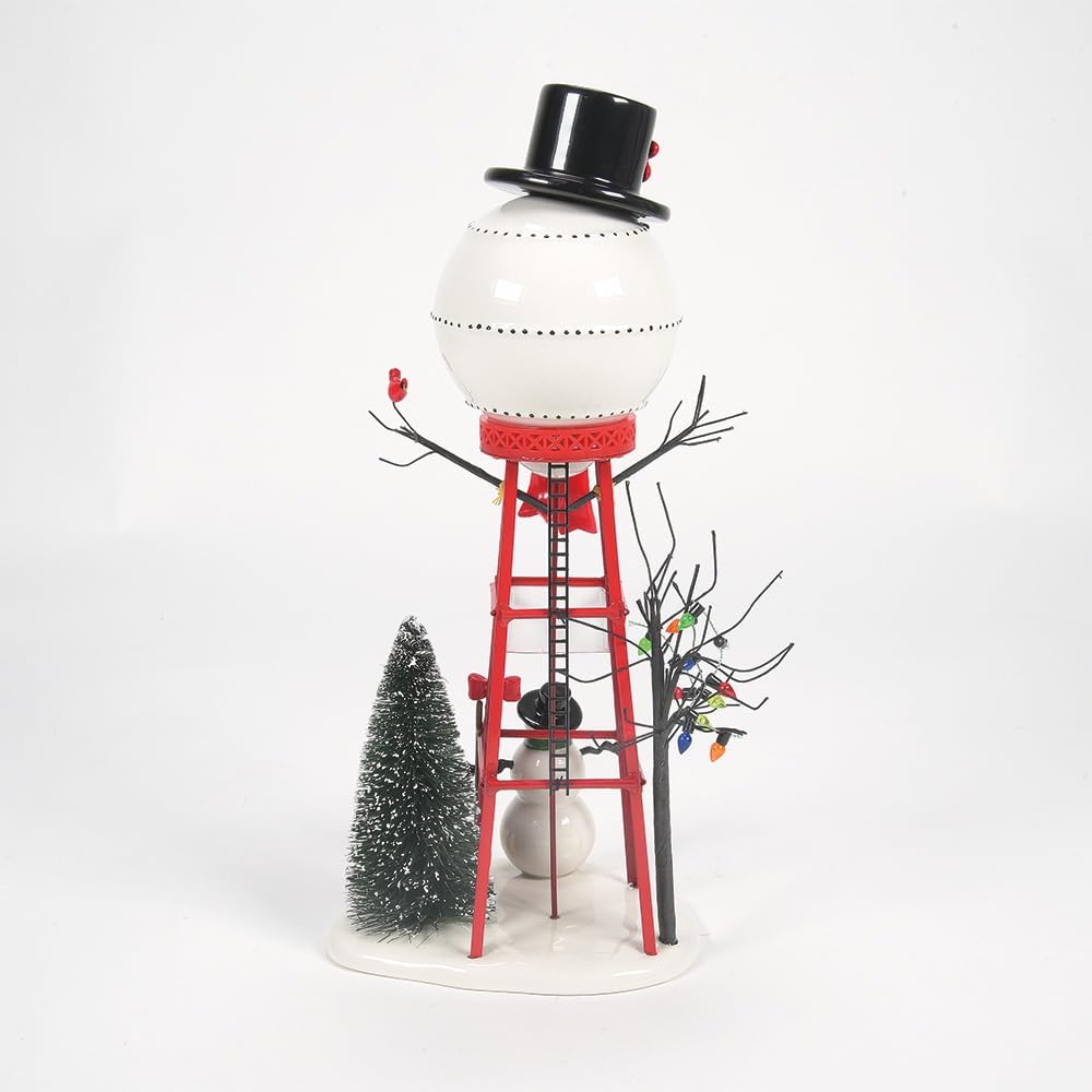 department 56 accessories for villages snowman watertower figurine, close-up detail
