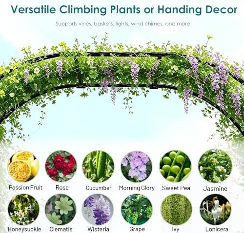 Twira Garden Arch Trellis, 7.9FT(240cm) Metal Garden Arbor Trellis for Climbing Plants Outdoor, Large Wedding Arch for Ceremony, Black Archway Trellises Decoration for Lawn, Patio, Backyard