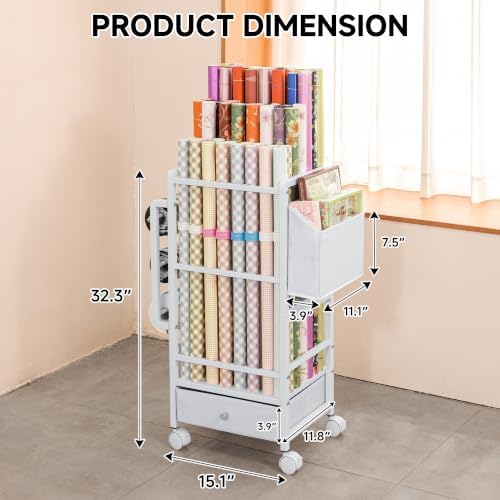 Aquzee Wrapping Paper Storage, Wrapping Paper Cart with Drawer
