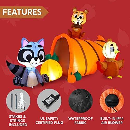 Joiedomi 7 FT Long Inflatable Woodland Animals with Cornucopia with Build-in LEDs, Blow Up Inflatables for Thanksgiving Party Indoor, Outdoor, Yard, Garden, Lawn Fall Decorations