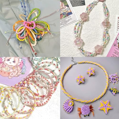 EuTengHao 81600pcs Glass Seed Beads Craft Beads 6/0,8/0,12/0 Multi-Size for DIY Bracelet Necklaces Crafting Jewelry Making Supplies with Beading Needles Elastic Strings (144 Colors, 2mm&3mm&4mm)