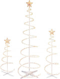 Set of 3 Lighted Spiral -Christmas- Trees - 3 Ft 4 Ft and 6 Ft - Winter Wonder Lane