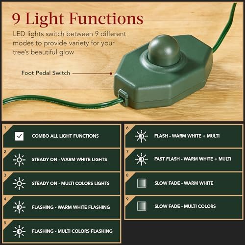 Best Choice Products Pre-Lit Sparse Christmas Tree 9ft Artificial Pine Holiday Décor Aspen Noble Fir w/ 2-in-1 White & Multicolor LED Lights