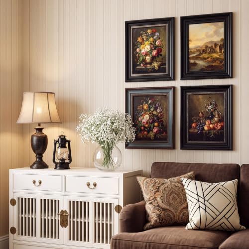 Lineshading 8x10 Vintage Picture Frames, 4 Pack, Dark