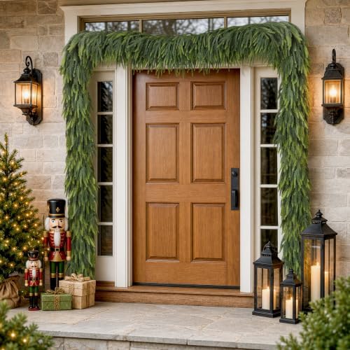 Alupssuc 2PCS 6FT Christmas Garland, Gradient Greenery Norfolk Pine Garland