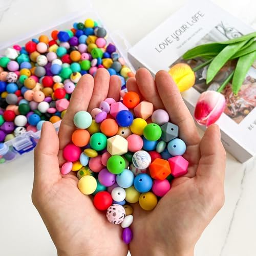 630Pcs Silicone Beads Bulk for Keychain and Bracelet Making Kit, 48 Colors