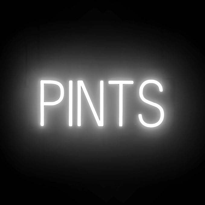 SpellBrite PINTS Sign | Beer-Related Sign with Neon Look, White LED Light Source | 17.8" x 6.3"