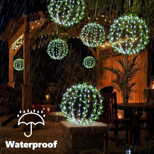 Joomer Solar Ball Lights Outdoor, 2-Pack 13in & 11in Total 264 LED, White