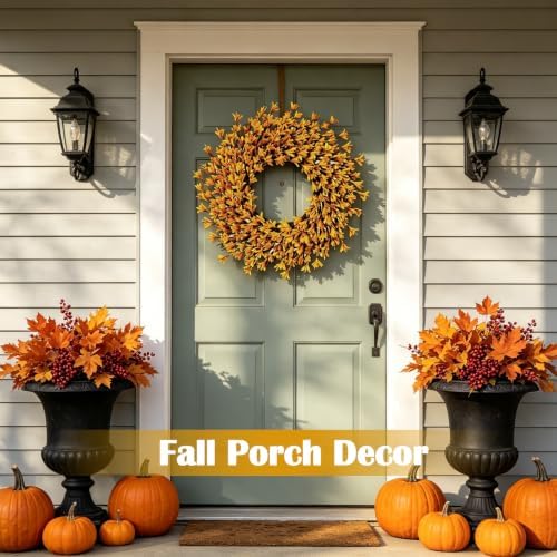 26 Inch Large Golden Yellow Fall Wreaths for Front Door, Fall Door Wreath