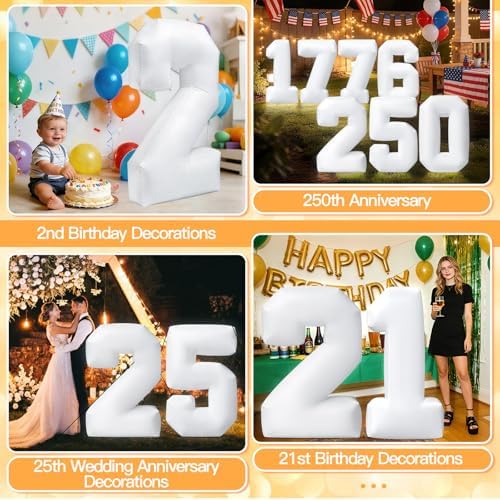5FT Giant Inflatable Light Up Number 2 Easy Setup Decoration