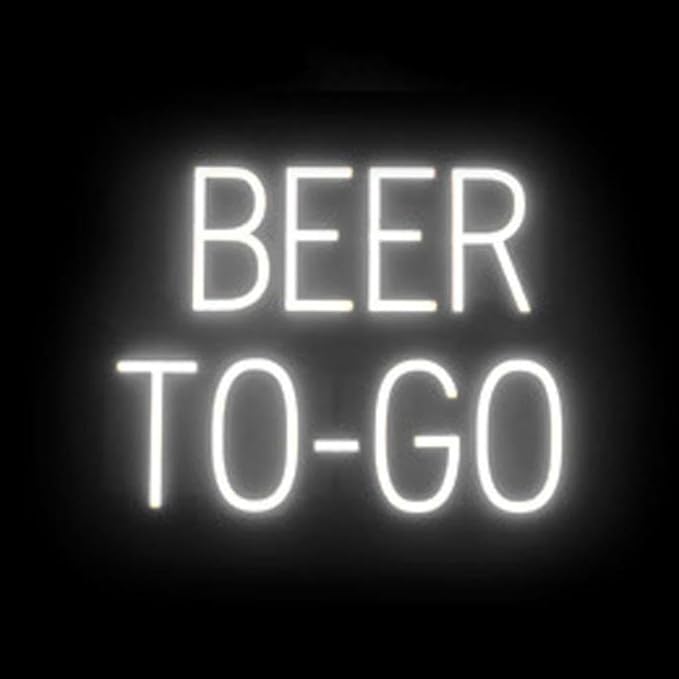 SpellBrite BEER TO-GO Sign | Beer-Related Sign with Neon Look, White LED Light Source | 19.8" x 15.0"