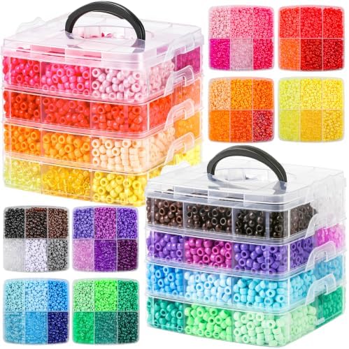 10000Pcs Pony Beads Bulk, 48 Colors Kandi Beads for Bracelet Making Kit