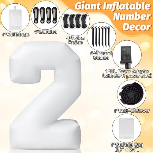 5FT Giant Inflatable Light Up Number 2 Easy Setup Decoration
