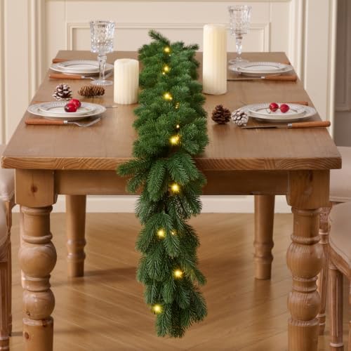 16FT 1Pcs Prelit Realistic Faux Norfolk Pine Garland for Christmas Decor