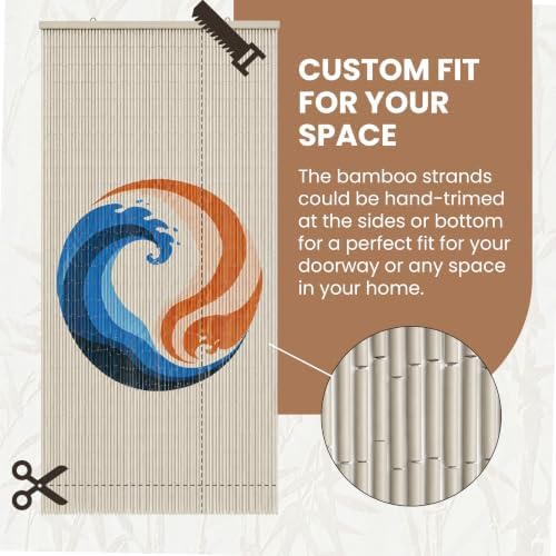 Fire & Ice Beaded Bamboo Curtain for Doorway 35.4" x 78.7"