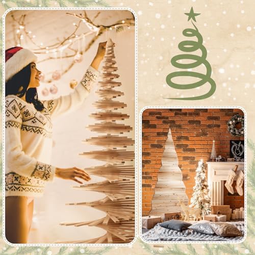 Hollowfly 5 ft Wood Christmas Tree Display Large Christmas Village Tree