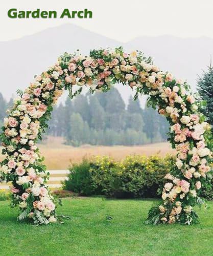 Queension 8Ft Wide 7Ft High Metal Wedding Arch for Ceremony Party, Black