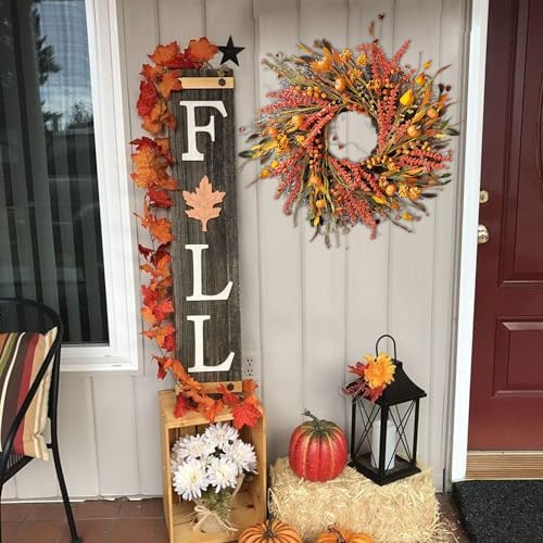 WANNA-CUL 24In Fall Harvest Wreath for Front Door Autumn Thanksgiving Decor