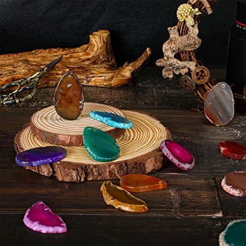Nuenen 50 Pcs Polished Agate Slices Bulk Drilled Hole Geode Stones, Medium