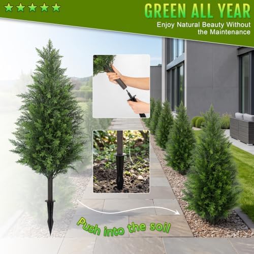 Chillchard 2Pack 3FT Artificial Cedar Tree, UV Resistant Fake Pine Tree