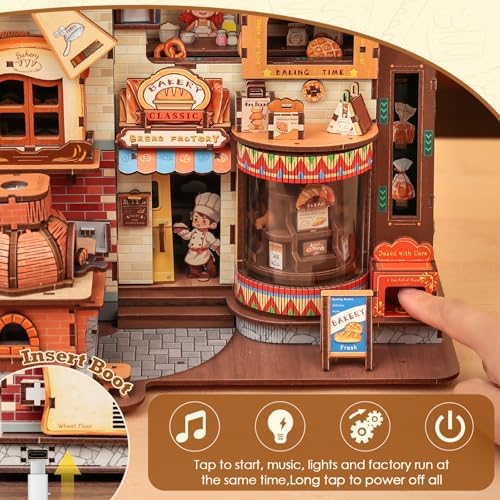 3D Wooden Puzzle for Adults, 576 Pcs Kinetic Mechanical Model Bread Factory